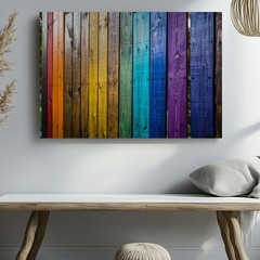 Create A Vibrant Vertical Composition Featuring An Array Of Wooden Wall Art
