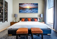 Wall Art Decor Canvas Print Sunset Sea Waves Scenery Painting,24″x48″DIY Framed