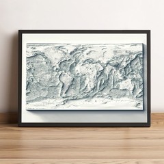 Bathymetric World Map, World 2D Relief Map, World Vintage Map – 2D Flat