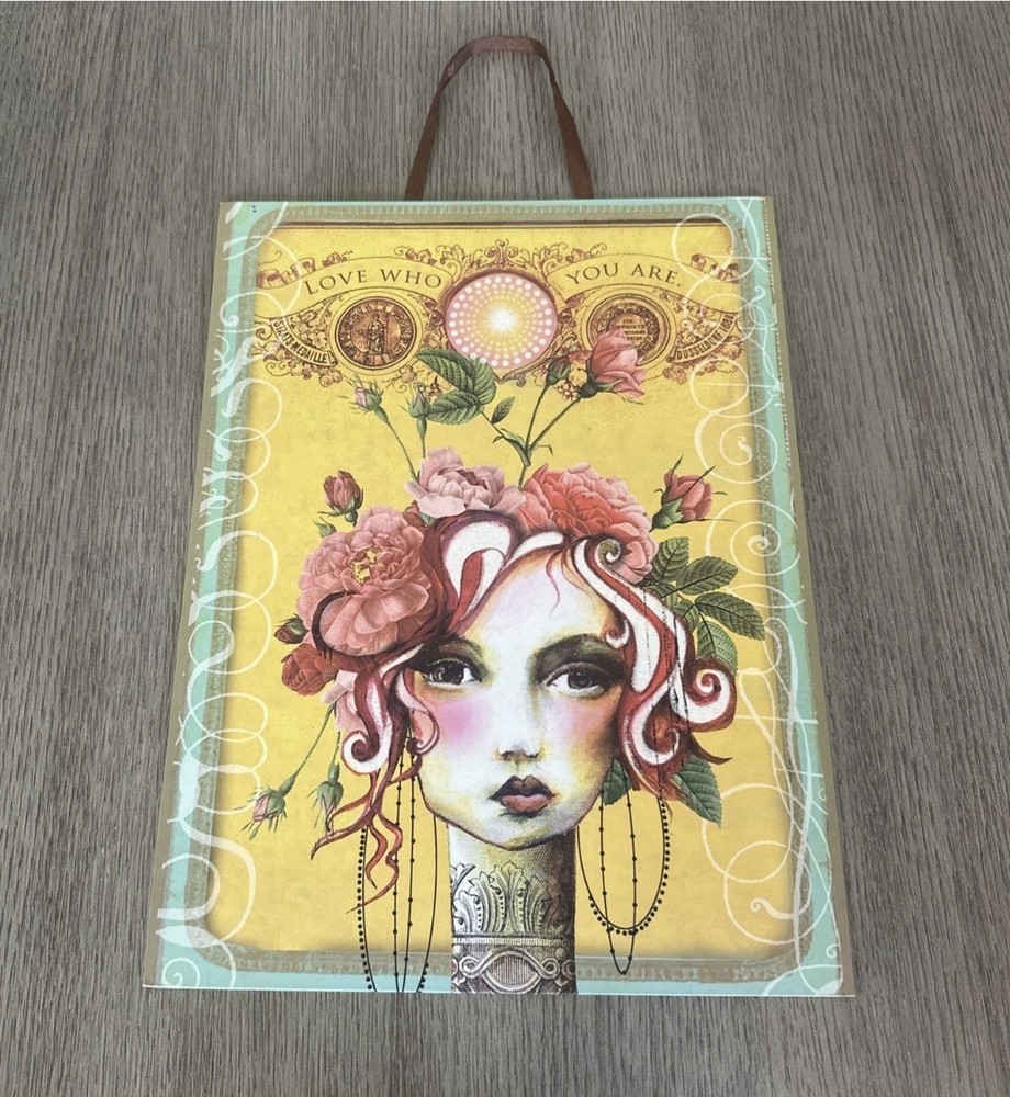 PAPAYA! Floral Woman Art Print “Love Who You Are” Boho Wall Decor 11.5 X 16