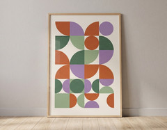 Mid Century Modern Geometric Wall Art Terracotta Sage Green Canvas Print Poster