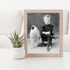Smoking Boy with Chicken Wall Art decor photo print (8×12) Tin Metal Signs