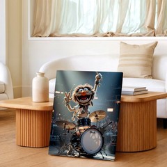 Wall Art Wild Drummer Puppet Animal Playing Drum Set Concert Stage Poster Print