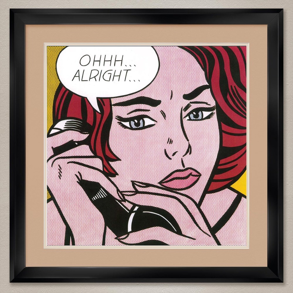 32W»x32H»: OHHH ..ALRIGHT by ROY LICHTENSTEIN – DOUBLE MATTE, GLASS and FRAME