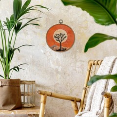 Western Round Wall Art Decor – Retro Desert Landscape Wall Art Canvas Frame A…