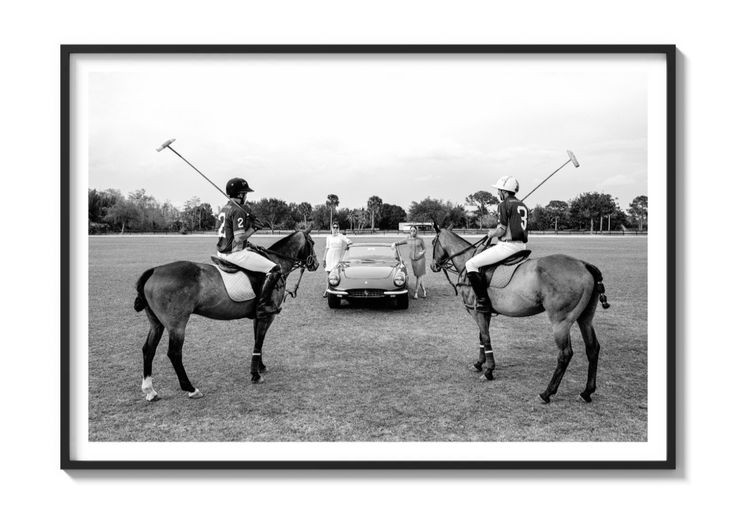 A Day of Polo Poster | Vintage Equestrian Black and White Wall Art