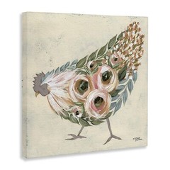 Stupell Industries Vintage Farm Chicken Pink Floral Body, Designed by Michele…