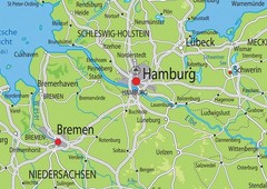 Germany Physical Map – 16.5 x 23.3 inches – Laminated