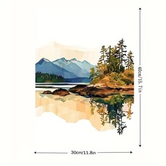 Minimal Mountain Lake Reflection Framed Canvas, Soft Neutral Nordic Landscape