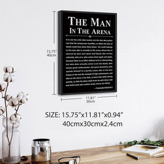 Office Wall Art Inspirational Decor the Man in the Arena Framed 12’’X16’’ Motiva