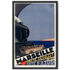 Marseille France Vintage Travel Poster Framed 11×17 Retro Wall Art Print Gift