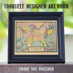 A New Yorker’s Idea of America 1935 Vintage Illustrated USA Map Wall Art