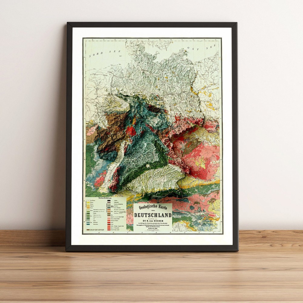 Germany Map, Germany 2D Relief Map, Germany Vintage Map – 2D Flat