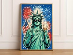 Statue of Liberty 4th of July Poster, Funny Lady Liberty Independence Day Decor
