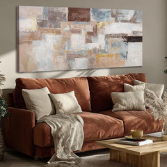 Framed Grey Abstract Canvas Art for Dining Room & Office – 24″x48″ Decor