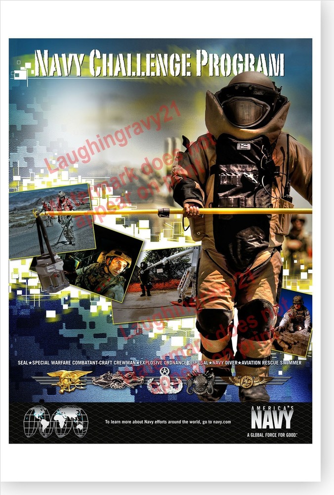 USN US Navy EOD Explosive Ordnance Disposal Warrior Challenge Program Poster