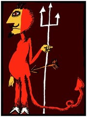 2066 Red sad devil with an arrow stuck quality Poster.Animated Decorative Art.