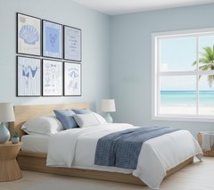 6Pcs Blue Coastal Granddaughter Canvas Wall Art, Bikini Beach Shells Painting…