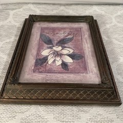 Vintage-Set of 2 Wall Art Framed with Glass Blooming Magnolia Bud Home Interiors