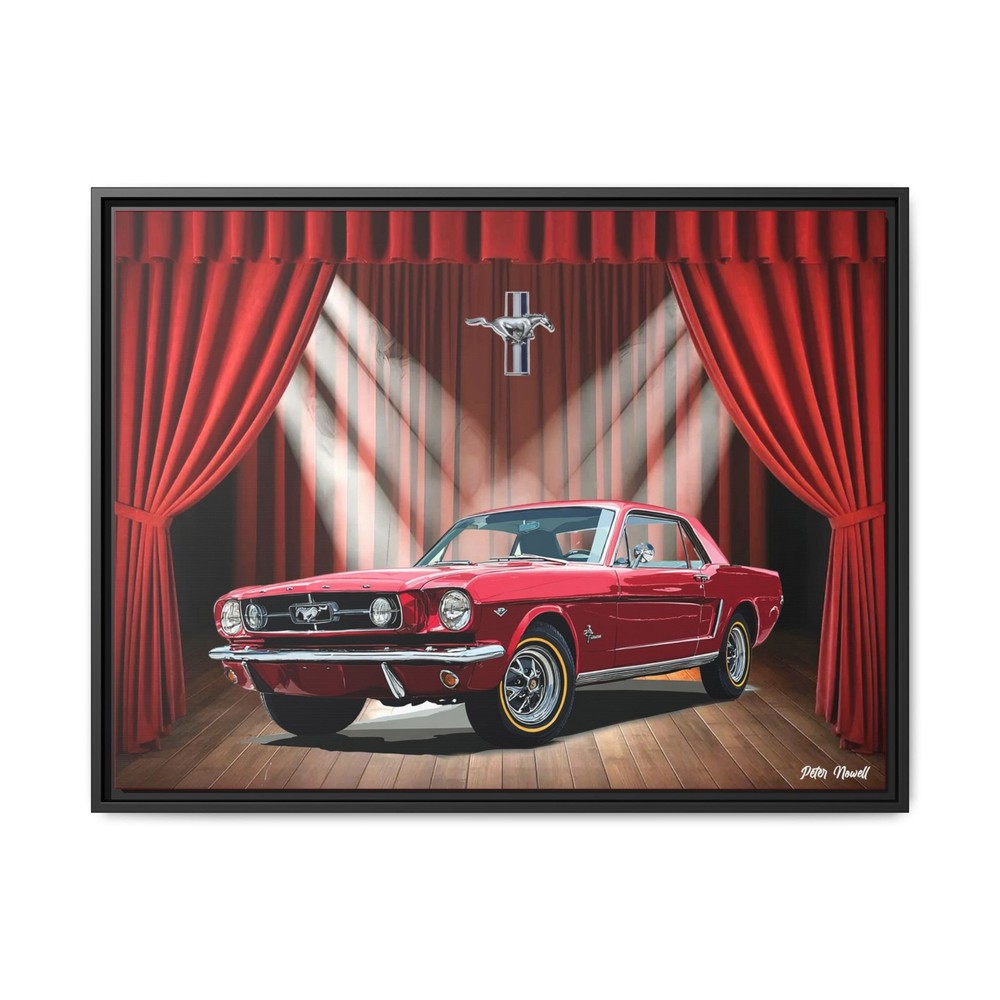 1965 Mustang Calssic Painting A Framed Gallery Canvas Print Stunning Car Art
