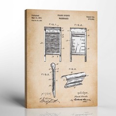 Farmhouse Laundry Room Decor, Vintage Wash Board Patent Canvas Print