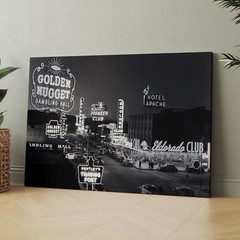 Las Vegas Fremont Street 1940s Gambling Casino Black White Canvas Wall Art Print