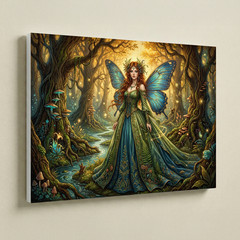 Ethereal Fairy Queen Canvas Art – 16×12 Enchanted Forest Fantasy Print