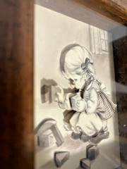 Vintage 3D Children Girl Shadow Box Framed Table Or Wall Mount wall art picture