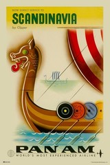Scandinavia Viking Ship Boat Pan Am Logo American Art Print Poster 16×24