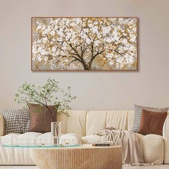 Framed Wall Art Print Gold Tree Of Life Modern Artwork Canvas Painting Gold T…