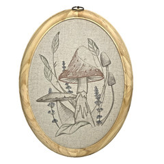 Vertical Oval Mushroom Sketch Framed Wall Art Hearth & Hand 13″ x 17″