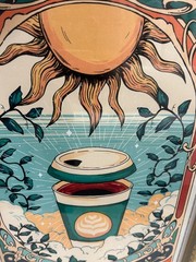 NWT Sapna Shah The Coffee Tarot Card 12”x18” Astrology Framed Wall Art Celestial
