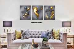 Bedroom Canvas Wall Art Decor,Black&Gold Romantic Kissing Embrace Couple Livi…