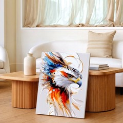 Wall Art Abstract Eagle Head Canvas Print Colorful Bird Portrait Modern Decor