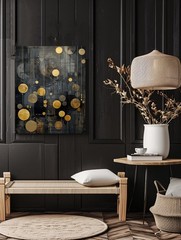 16×20 Gilded Circles Abstract Canvas Print Wall Art
