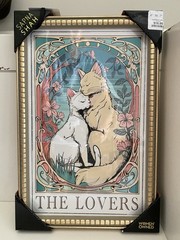 Sapna Shah Wall Art Tarot Card Cats “The Lovers” 18″ x 12″ Art Nouveau Fantasy