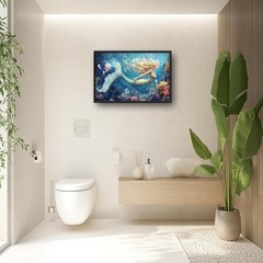 Extra Large Framed Mermaid Wall Art,Oversized Undersea Ocean Wall Decor,Color…