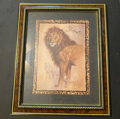 Home Interiors And Gifts Large Framed Lion Print 17 X 14 X 1 Made in USA