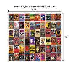 60 PC Vintage Rock Band Posters, 70s 80s 90s Retro Concert Prints, Bedroom Wa…
