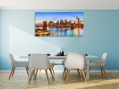 New York City Skyline Canvas Wall Art Canvas Painting Poster,DIY Framed 24″x48″