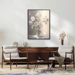 daktenn Floral Canvas Wall Art 24×32 Black Frame MSRP $80 FREE SHIP & RETURNS