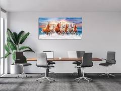 Wall Art Canvas Painting Horses Running Canvas Mural Poster,DIY Framed 24″x48″