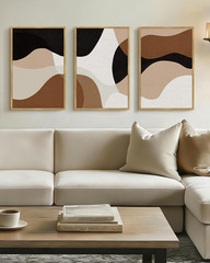 Large 16X24In Black Abstract Framed Wall Art Decor Minimalist Geometry Prints Sh