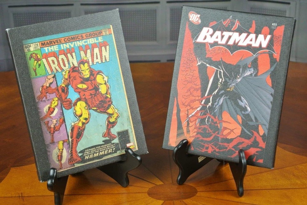 Marvel Wall Prints 8.5 x 6.5 Canvas Art IRON MAN 126 & BATMAN 655 by Artissimo
