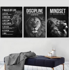 3pcs Motivational Canvas Wall art Lion Wall Decor Modern Art Home Decor