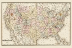 United States of America 1867 Antique Style Map Poster 12×18