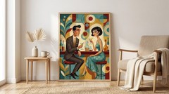 Art Deco Cocktail Poster Geometric Mid Century Modern Couple Wall Art