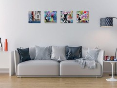 Banksy Canvas Wall Art 4PCS 12×12 Graffiti Street Art Decor Set
