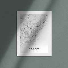 Aarhus City Map Denmark Map White Modern Decor Minimalist Travel Art