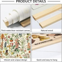 Vintage Flowers Poster Hanger Frame, Plant Floral Reference Chart Wall Decor …